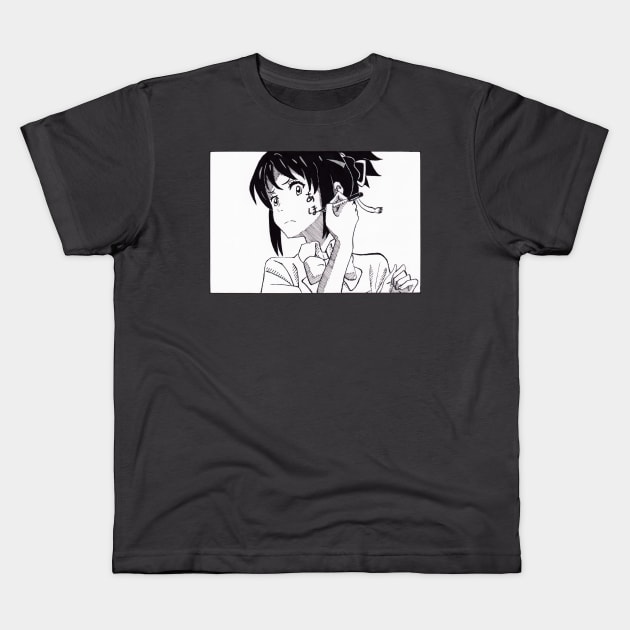 Mitsuha Miyamizu - Your Name Kids T-Shirt by anime_drawing_97